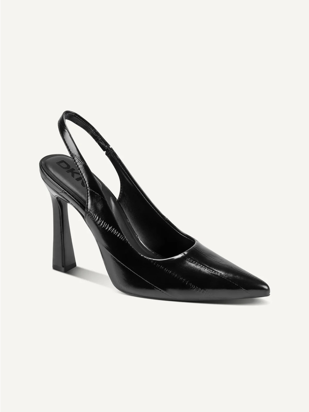 DKNY Black Patent Pointed Slingback Heel